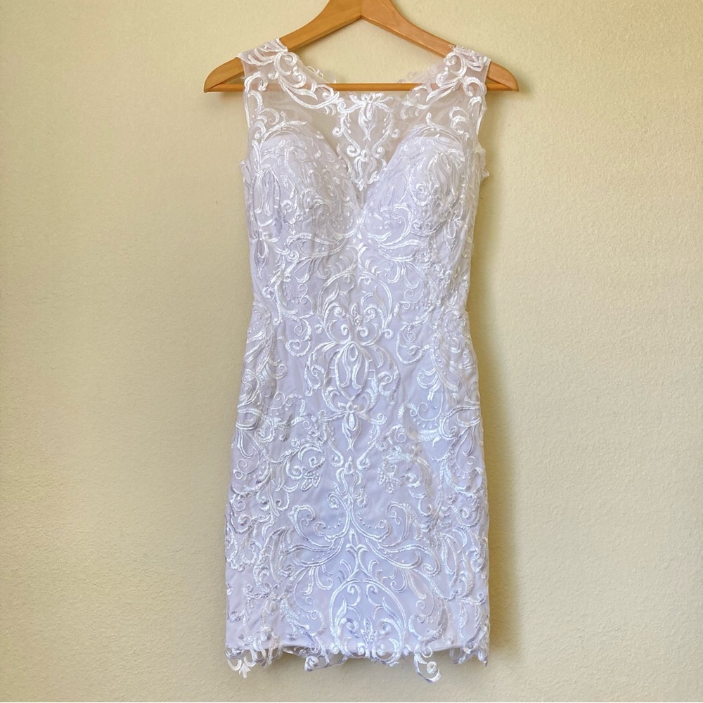 Miss Veil White Lace Fabric Mini Wedding Dress | NWT - Picture 2 of 9
